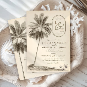 Invitation Mariage tropical élégant sous le palmier vintage