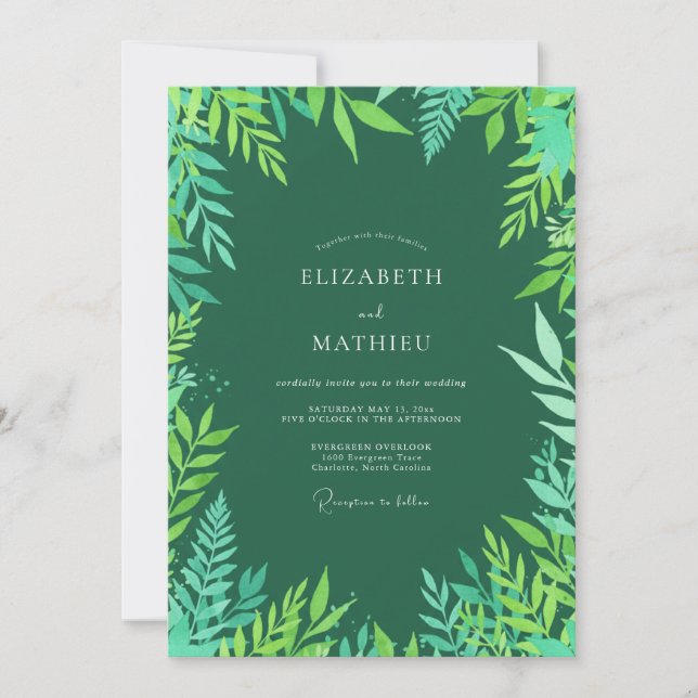 Invitation Mariage Tropical Émeraude Radieux (Devant)