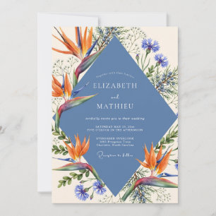 Invitation Mariage Tropical Eucalyptus Orange Ardoise