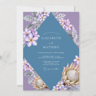Invitation Mariage Tropical Eucalyptus Plumeria Lavande