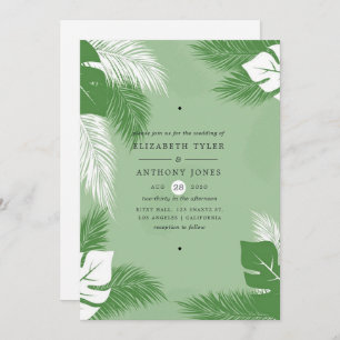 Invitation Mariage tropical exotique Feuille vert et blanc