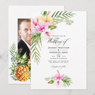 Invitation Mariage Tropical Floral Aloha Photo