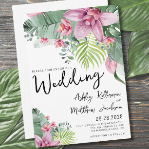 Invitation Mariage Tropical Floral aux Palmiers