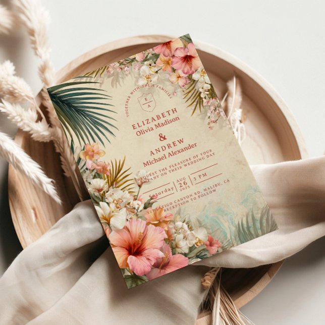 Invitation Mariage Tropical Floral de Destination (Créateur téléchargé)