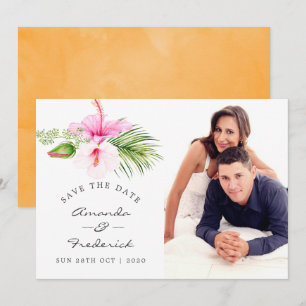 Invitation Mariage Tropical Floral de Plage à Sauvegarder la 