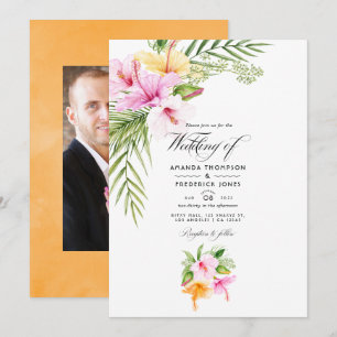 Invitation Mariage tropical floral de plage Photo
