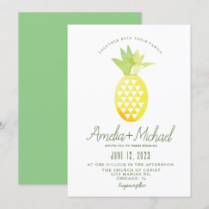 Invitation Mariage tropical géométrique à l'aquarelle Ananas
