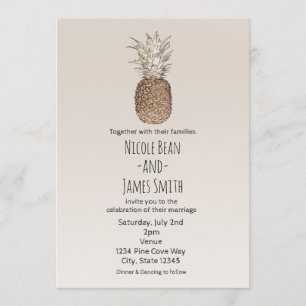 Invitation Mariage Tropical Hawaïen à l'ancienne avec Ananas