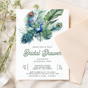 Invitation Mariage Tropical Indien Paon Floral Shower