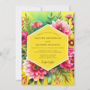 Invitation Mariage Tropical Luxuriant Fuchsia