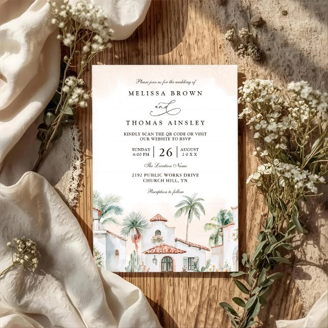 Invitation Mariage tropical mexicain de destination Code QR P (Créateur téléchargé)