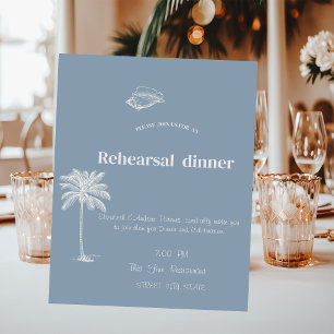 Invitation Mariage tropical minimaliste Dusty Blue
