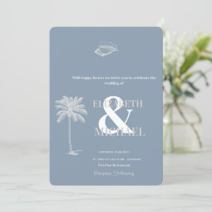 Invitation Mariage tropical minimaliste Dusty Blue
