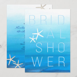 Invitation Mariage Tropical Moderne Aquarelle Bleue