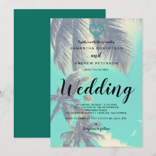 Invitation Mariage tropical moderne de photo de recouvrement