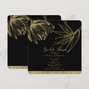 Invitation Mariage Tropical Moderne Luxueux Or et Noir