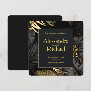 Invitation Mariage Tropical Noir Moderne Sauvez Les Dates