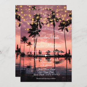Invitation Mariage Tropical Palm Beach Summer Sunset