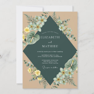 Invitation Mariage Tropical Palm Eucalyptus Sable