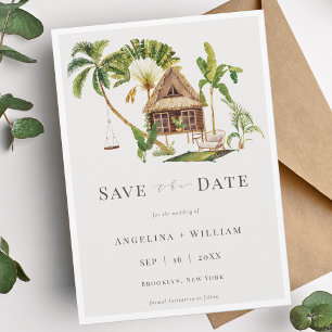 Invitation Mariage Tropical Palm Tree Enregistrer la date