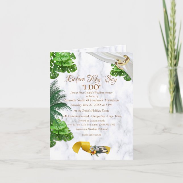Invitation Mariage Tropical Romantique sous la Douche (Devant)