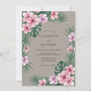 Invitation Mariage Tropical Rose Pâle Eucalyptus