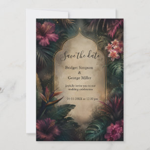 Invitation Mariage tropical sombre et humeur à Hawaï Vintage