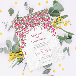 Invitation Mariage Tropical sous la Forêt de Bougainvillea Ro
