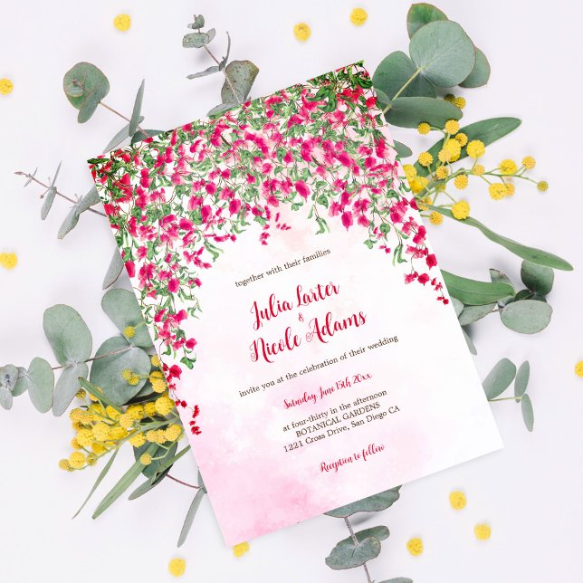 Invitation Mariage Tropical sous la Forêt de Bougainvillée Ro (Créateur téléchargé)