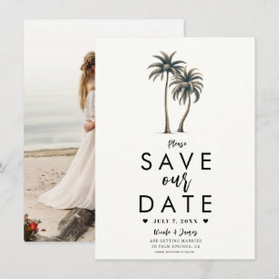 Invitation Mariage Tropical sur la Côte sous les Palmiers, En