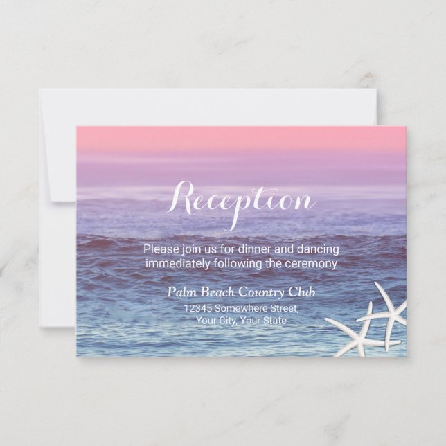 Invitation Mariage Tropical sur la Plage avec Etoile de Mer R (Devant)