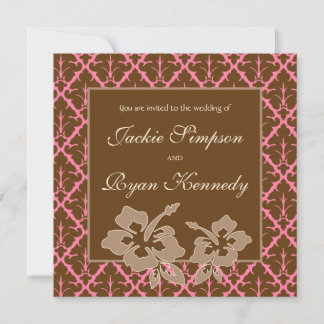 Invitation Mariage Tropical sur la Plage Fleur d'Hibiscus Ros
