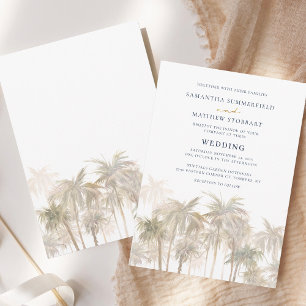 Invitation Mariage Tropical sur une Plage aux Palmiers