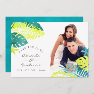 Invitation Mariage tropical turquoise et citron Enregistrer l