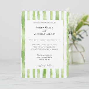Invitation Mariage Tropical Vert et Blanc Rayé