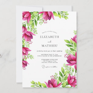Invitation Mariage Tropical Vibrant Fuchsia