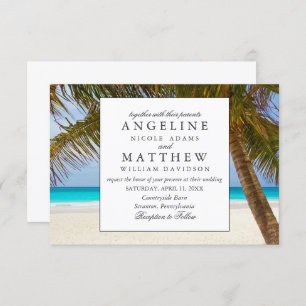 Invitation Mariage Tropical Vintage Beach Shore Palm