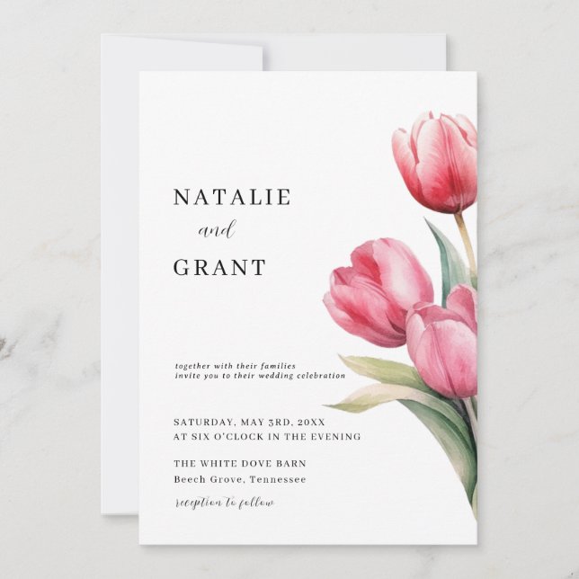Invitation Mariage Tulip de printemps (Devant)