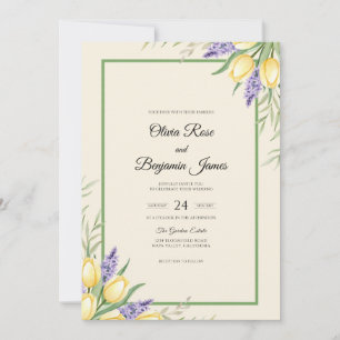 Invitation Mariage Tulipe Jaune Eucalyptus Violet