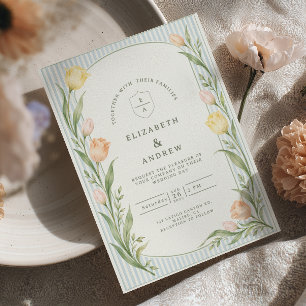 Invitation Mariage Tulipe Rayée Bleu Poudre