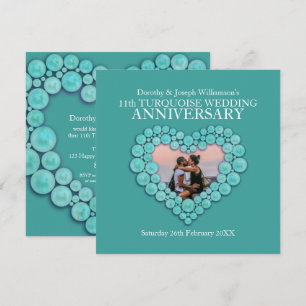 Invitation Mariage Turquoise anniversaire 11 ans photo