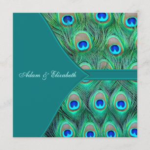 Invitation Mariage turquoise Blue Peacock