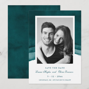 Invitation Mariage Turquoise d'aquarelle de la mer profonde E