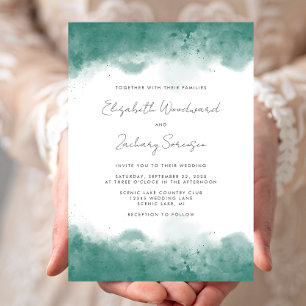 Invitation Mariage Turquoise de bordures d'aquarelle moderne