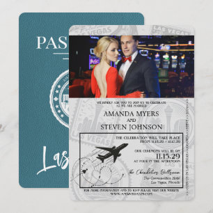 Invitation Mariage turquoise Las Vegas Passport