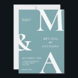 Invitation Mariage Turquoise minimaliste moderne<br><div class="desc">Faire-part de mariage Turquoise minimaliste moderne. Caractéristiques de typographie monographique audacieuse et conception graphique minimale. Personnalisez le texte avec tous les détails de votre journée spéciale.</div>