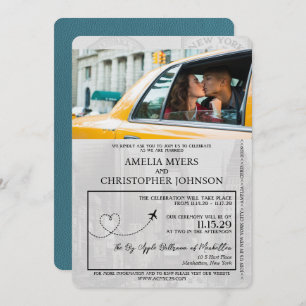 Invitation Mariage turquoise New York City Passport