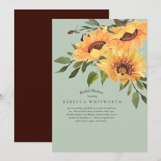 Invitation Mariage Turquoise & Prune Foncé Fête de Fiançaille (Devant / Derrière)
