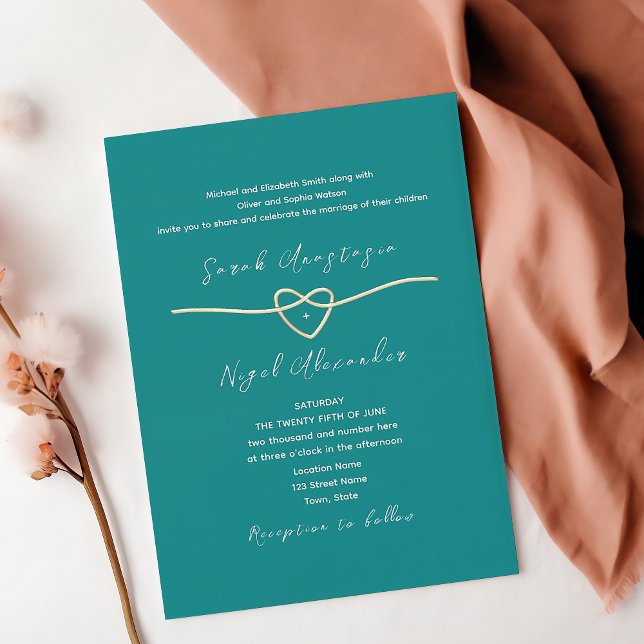 Invitation Mariage Turquoise simple (Créateur téléchargé)