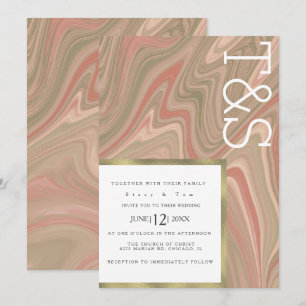 Invitation Mariage Typographie Agate Terre Cuite Liquide Marb